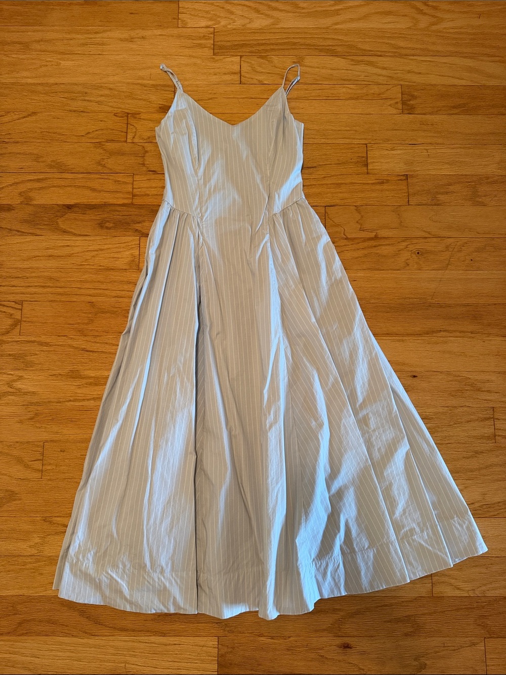 NWOT Aritzia Light Blue & White Pinstriped Cotton Poplin Maxi Dress
